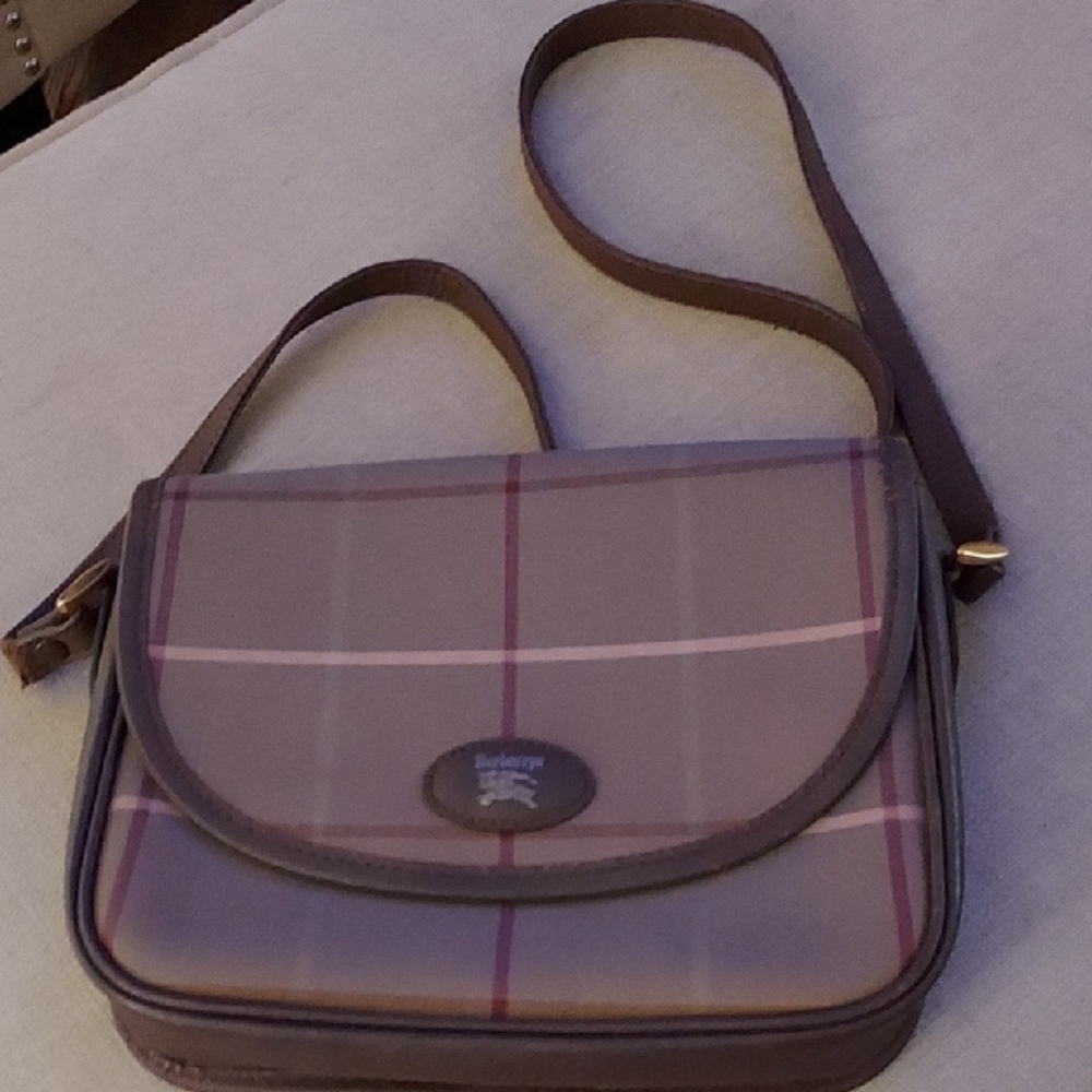 Burberry Beige and Red Check Shoulder Bag